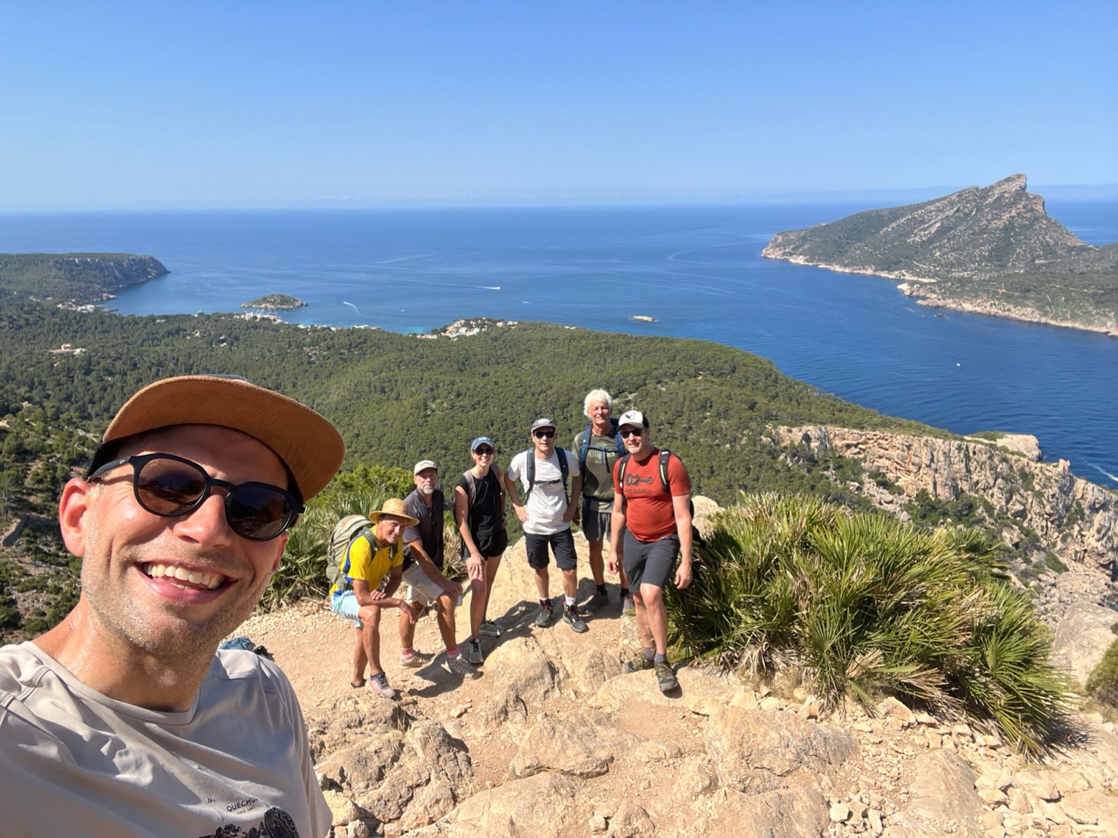 Small group on a summit overlooking Sa Dragonera