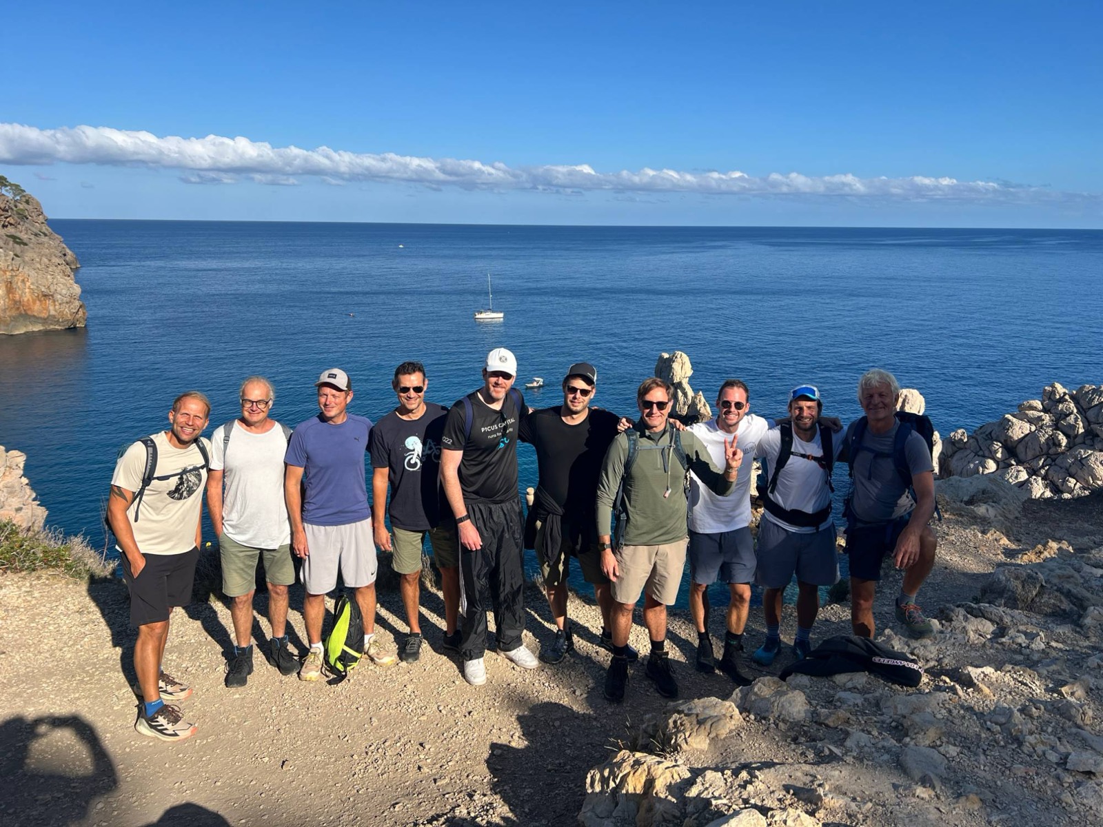 FounderTrailz group above the sea on Mallorca's north coast